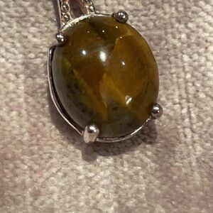 South African Tigers Eye Pendant Necklace 925